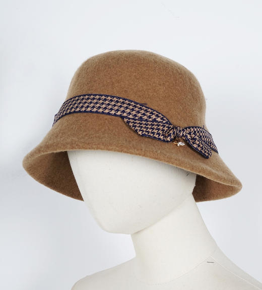 冬季保暖圆顶千鸟格装饰礼帽1022 商品图5