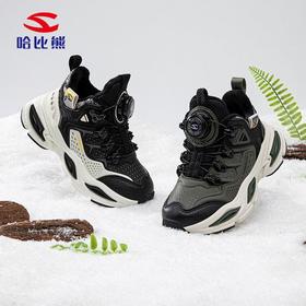 哈比熊加绒儿童运动鞋冬季男童纽扣鞋防寒老爹鞋保暖棉鞋