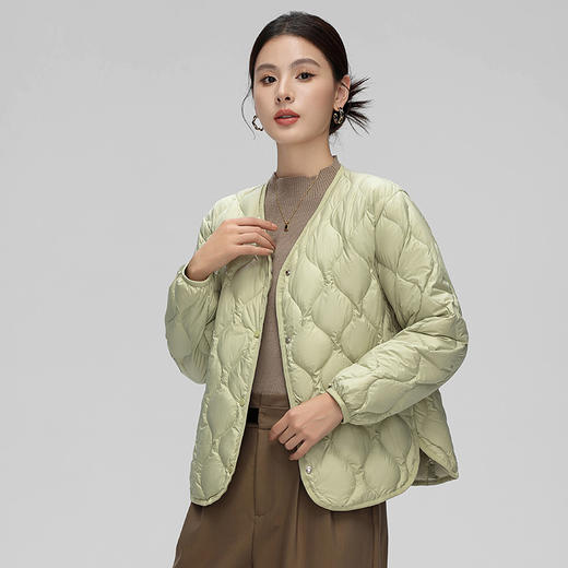 LUCKY DEER/幸运鹿秋冬女款时尚羽绒服V领开衫保暖羽绒外套 商品图3