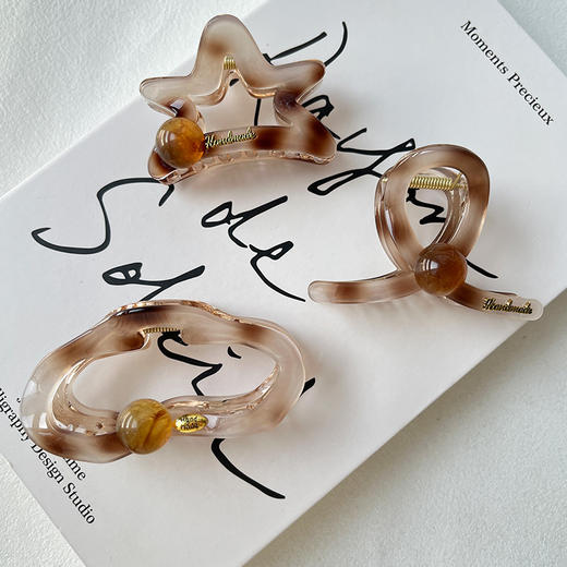 温柔复古氛围琥珀流光抓夹-纪念日百货门店同款168243292 商品图4