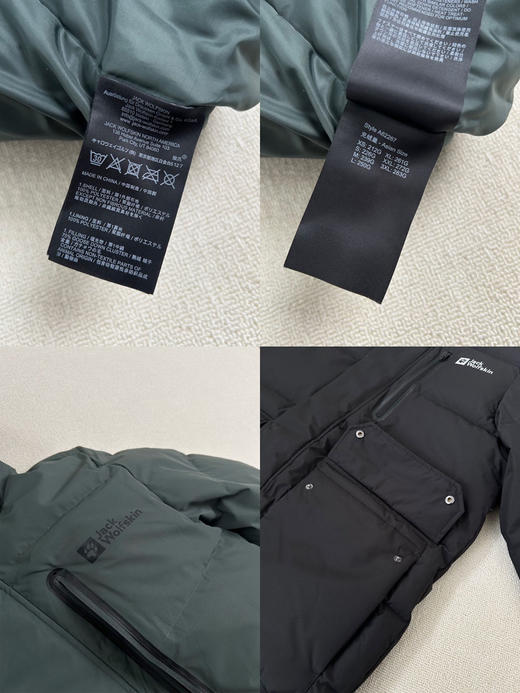原单正品 JackWolfskin狼爪新款男女情侣中长款600蓬鹅绒防风羽绒服，
颜色：黑色绿色
尺码：S-XXL 商品图7