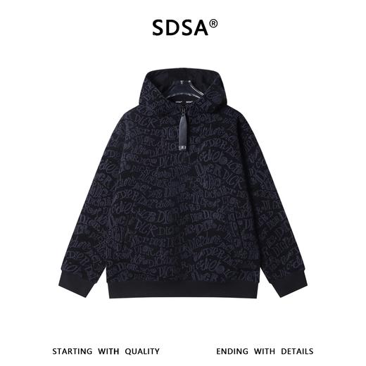 WY1532SDSA男士秋冬新款痞帅男装美式提花字母半拉链立领连帽卫衣百搭 商品图1