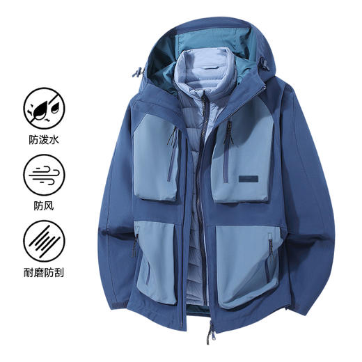 LUCKY DEER/幸运鹿情侣款防风防泼水保暖羽绒三合一 商品图1