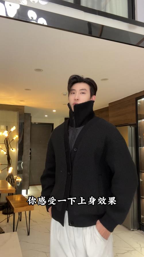 5590SDSA男士秋冬新款痞帅男装韩版假两件拼接针织羽绒服百搭保暖外套 商品图0