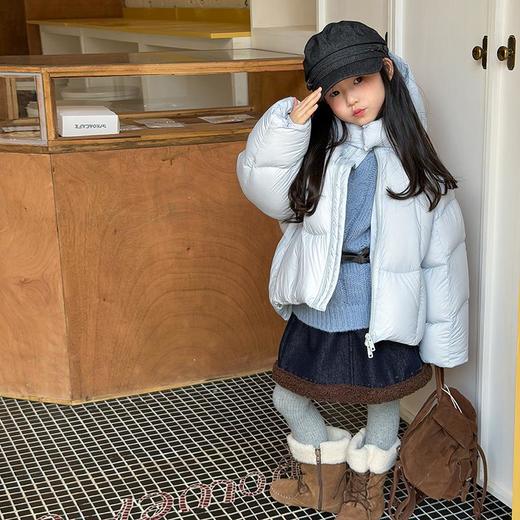 【新国标白鸭绒可溯源】女童时髦加厚轻暖防跑绒奶油泡芙90白鸭绒羽绒服 商品图3