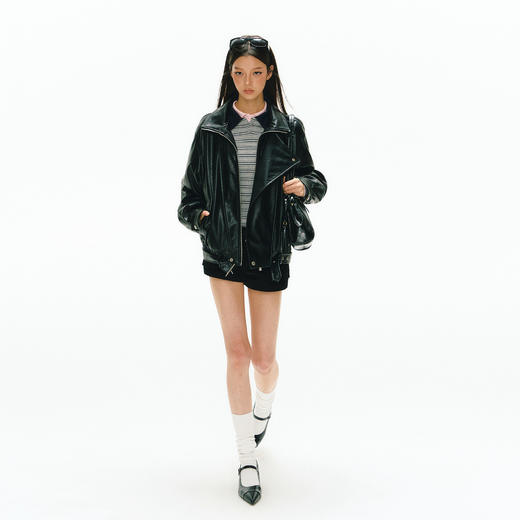 Ariseism 美式复古设计感皮衣女秋季新款上衣外套 商品图3