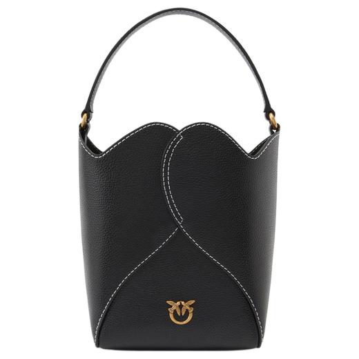 【招财好运满袋】pinko 品高品牌徽标可拆卸肩带 牛皮革层革 水桶包 商品图1