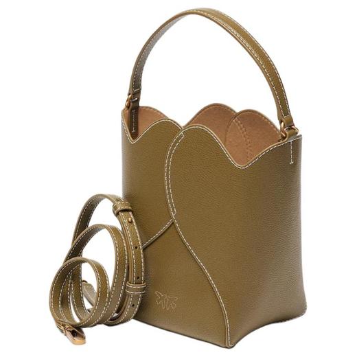 【招财好运满袋】pinko 品高品牌徽标可拆卸肩带 牛皮革层革 水桶包 商品图6