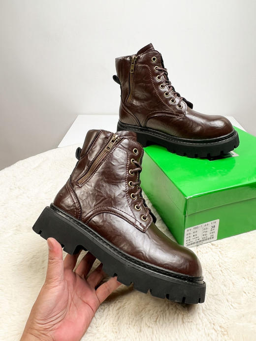 百丽同款女士真皮加厚绒英伦复古马丁靴 商品图7