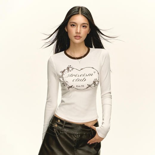 Ariseism 美式复古设计感修身长袖T恤女秋季新款上衣 商品图1
