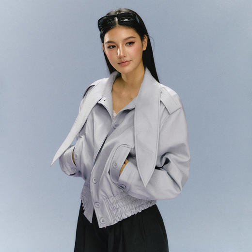 Ariseism 美式复古设计感皮衣外套女秋冬新款上衣 商品图2