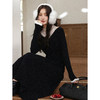 鹿向南「惬意时光」黑色假两件高领连衣裙女秋冬设计感收腰长裙 商品缩略图4