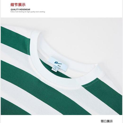 回力条纹t恤男短袖新款潮流男士宽松半袖美式圆领短袖男夏季 商品图4