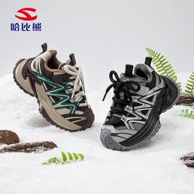 哈比熊加绒男童运动鞋冬季保暖老爹鞋中大童魔术贴休闲鞋