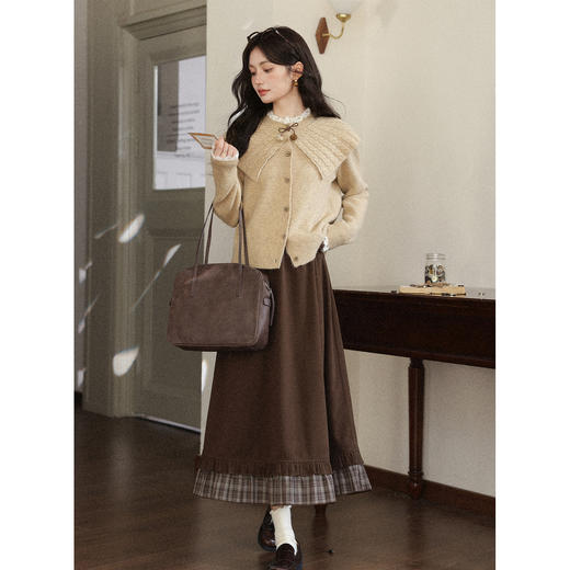 鹿向南「松风煮茶」小香风高级感斗篷燕麦色毛衣女冬小众针织上衣 商品图2