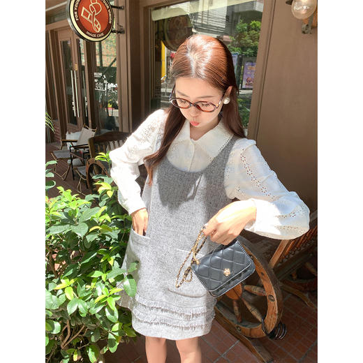 <曾小咸推荐>现货秒杀 ！微信超特价！法式小香风灰色背心裙 日常219.99 立减120 秒杀99.99！！ 商品图2