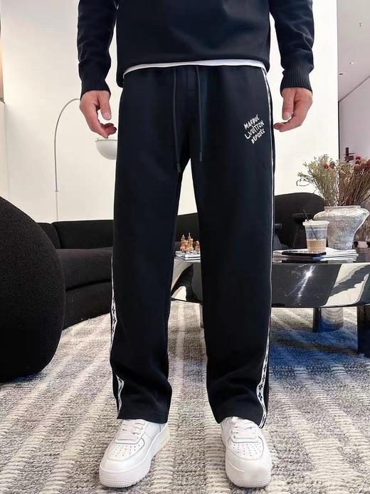 秋冬新款刺绣定制织带针织休闲宽松运动直筒 卫裤 商品图2