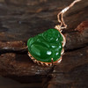 【天然正品】AU750玫瑰金镶钻镶天然细腻菠菜绿无黑点佛公造型碧玉吊坠项链27.7*19.8*8.5MM(皆取最大值)链长：45CM（长度可调节） 071225NJM17 商品缩略图6