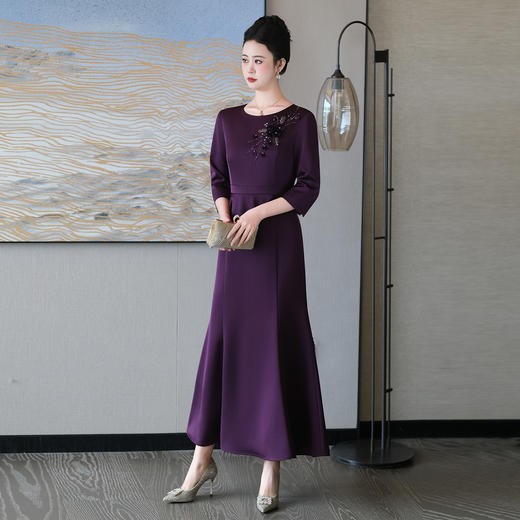 5IF5507-1高端喜婆婆婚宴装2025新款喜妈妈婚礼服小个子高贵日常可穿连衣裙 商品图3