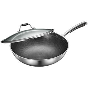 美的炒锅不粘锅32cmMP-CJ32Wok502蜂窝不花芯家用316L不锈钢锅