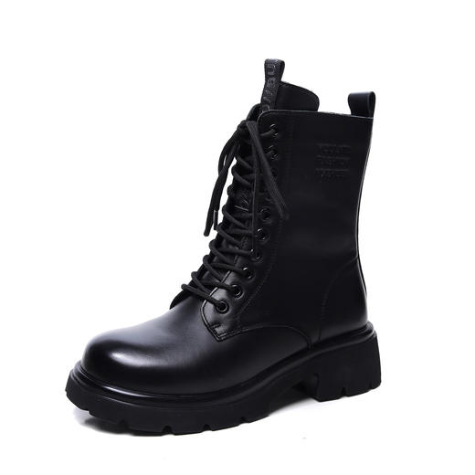 FR 85267马丁靴复古加绒保暖粗跟英伦风中筒靴 商品图4