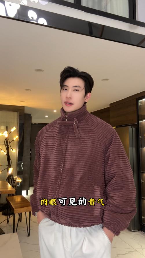 J700SDSA男士秋冬新款痞帅男装韩版简约条纹梭织外套夹克立领百搭宽松 商品图0