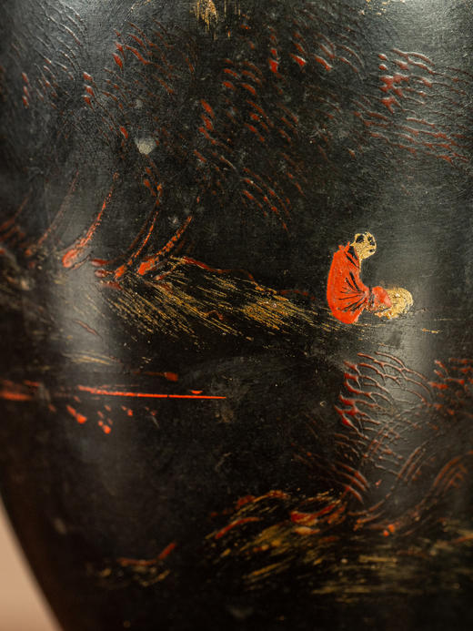 清	匏器髹漆彩绘山水人物赏瓶（一对） 商品图2