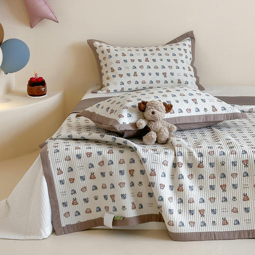 全棉双层纱ins风床盖三件套 四季可用三层夹棉床盖 商品图5