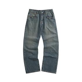 男款锁扣水洗棉质牛仔裤长裤la012