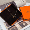 💰3999！ 正品二手 爱马仕 黑金 H扣 项链 商品缩略图0
