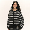 Ariseism 美式复古设计感圆领条纹毛衣开衫女秋冬新款上衣 商品缩略图0