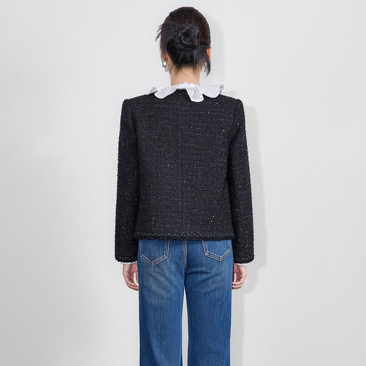 「高货wl」全新升级【铂金会员367/天猫489/差价122】(00358)洛诗琳气质加棉小香风外套2025冬季粗花呢保暖圆领外套 商品图1