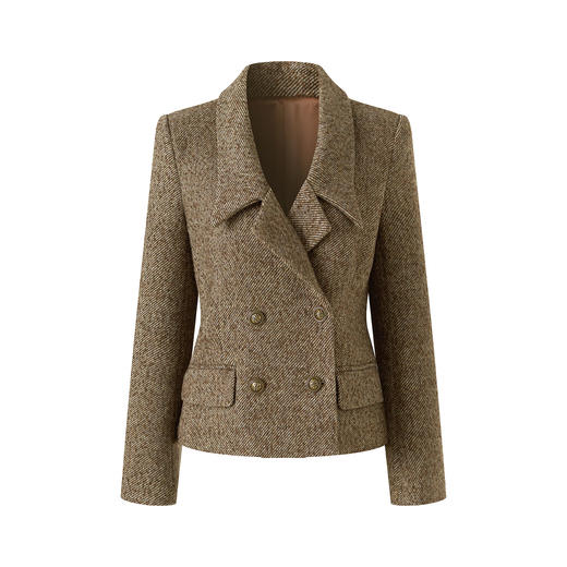 WL 2516309 高雅毛呢知性轻熟复古细纹设计感外套 商品图4