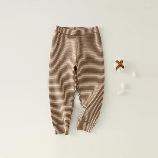 77德绒宽条复合蚕丝暖绒保暖裤条纹款 商品图0