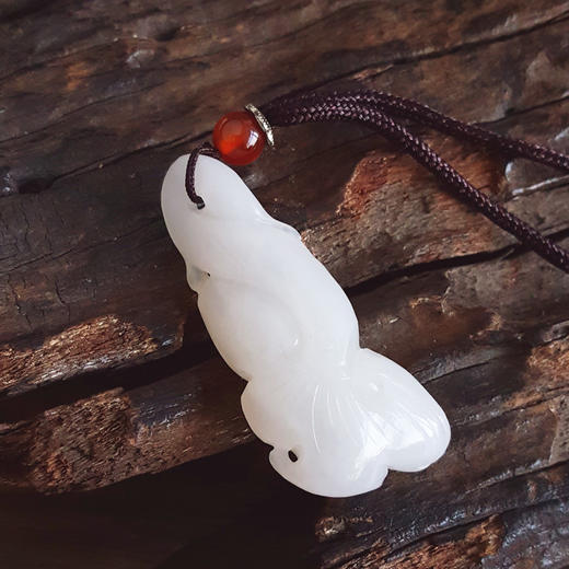 【天然正品】天然新疆料细腻灵芝造型（富贵如意）一级白和田玉吊坠项链46.2*19.1*11.3MM(皆取最大值) 081225NJS01特价：580 商品图4