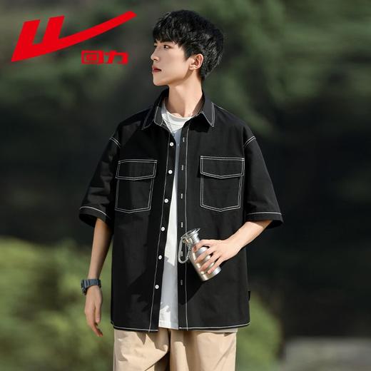 回力衬衫短袖男士夏季新款纯棉美式复古工装休闲宽松外穿上衣 商品图4
