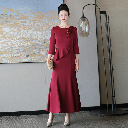 5IF5507-1高端喜婆婆婚宴装2025新款喜妈妈婚礼服小个子高贵日常可穿连衣裙 商品图0