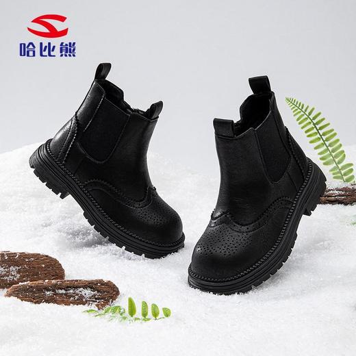 哈比熊加绒冬季女童马丁靴二棉皮靴百搭短靴保暖耐磨棉鞋 商品图2