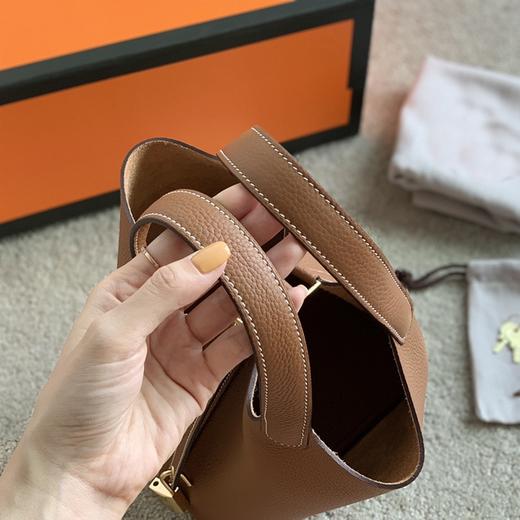 经典菜篮子头层牛皮水桶包真皮荔枝纹 商品图7