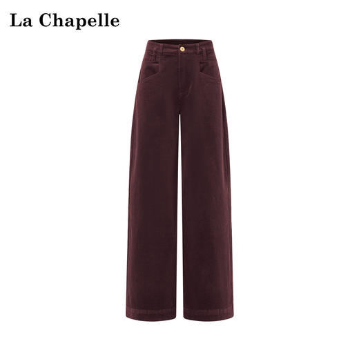 天猫同步【Row极简风】拉夏贝尔/La Chapelle复古灯芯绒裤子女美拉德直筒阔腿裤~梨形身材遮胯显瘦 商品图4