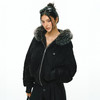 Ariseism 美式复古设计感连帽可拆卸毛领棉服女冬季新款 商品缩略图1