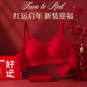 【马年套装礼盒！新装迎福】新年大红色内衣套装 女小胸聚拢防下垂 新娘结婚礼盒 新年好运文胸