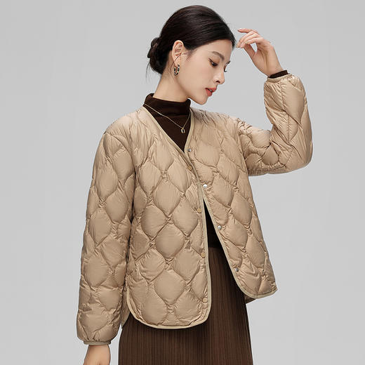 LUCKY DEER/幸运鹿秋冬女款时尚羽绒服V领开衫保暖羽绒外套 商品图5