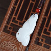 【天然正品】天然新疆料细腻灵芝造型（富贵如意）一级白和田玉吊坠项链46.2*19.1*11.3MM(皆取最大值) 081225NJS01特价：580 商品缩略图5