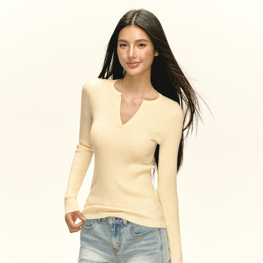 Ariseism 美式复古设计感针织衫女秋冬新款内搭打底上衣 商品图0