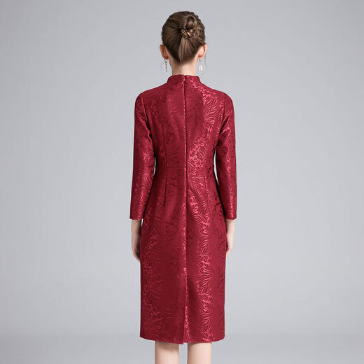 4IA1082-1高端婚宴礼服妈妈装秋冬喜婆婆假两件套中式婚礼裙子 商品图3