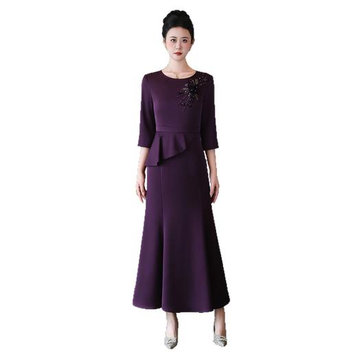 5IF5507-1高端喜婆婆婚宴装2025新款喜妈妈婚礼服小个子高贵日常可穿连衣裙 商品图4