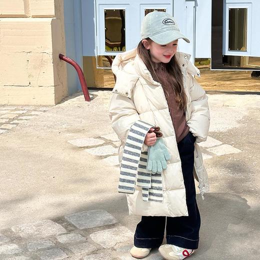 【杜邦三防】儿童休闲韩版宽松保暖90白鸭绒厚实中长款连帽羽绒服 商品图2