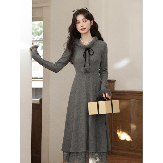 鹿向南【1227/20:00新品】黑灰色连衣裙 商品图3