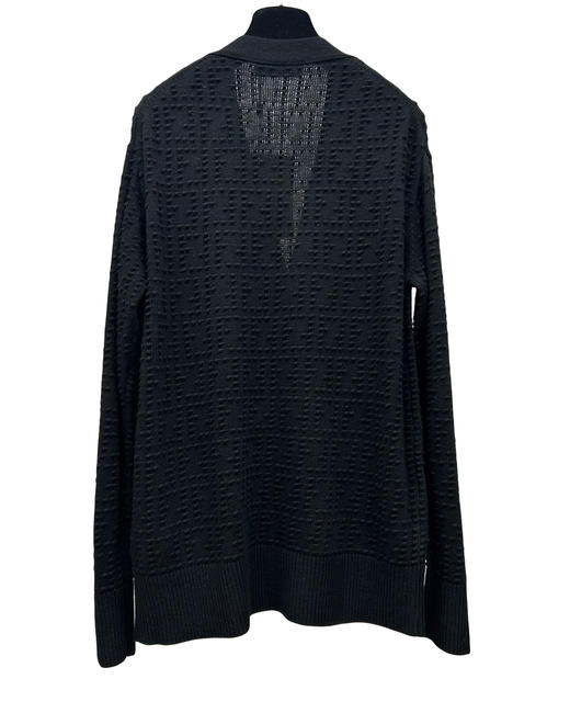 中性款提花V领针织开衫毛衣he011 商品图1